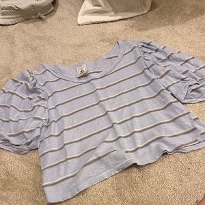 We the free free people FP Striped Puff Sleeve Crop Top casual size xs